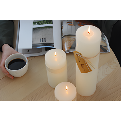 Timber Candle D8x7,5cm | Coral