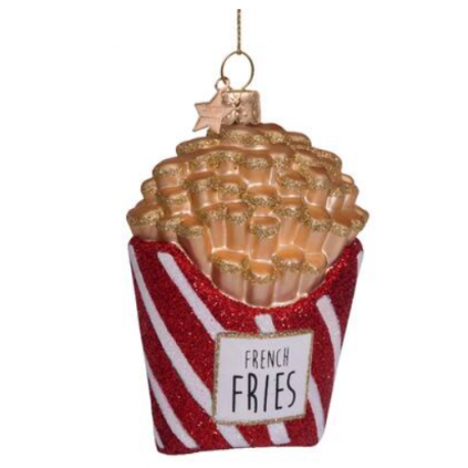 Ornament | Red/White Glitter French Fries