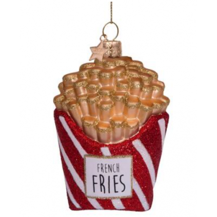 Ornament | Red/White Glitter French Fries