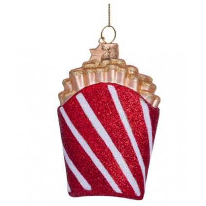 Ornament | Red/White Glitter French Fries