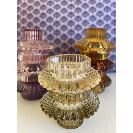 Spectacula Glass Candle Holder | Golden Haze