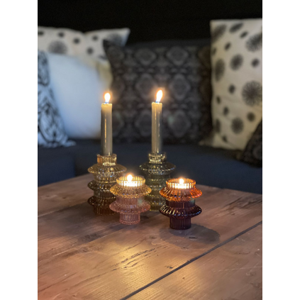 Spectacula Glass Candle Holder | Golden Haze