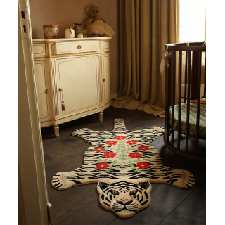 Floral White Tiger Rug | Large