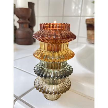 Spectacula Glass Candle Holder | Dried Tobacco