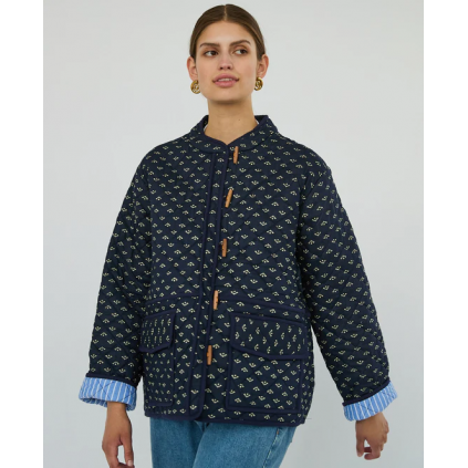 Adriane Quilted Cotton Jacket | Navy Peacock