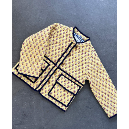 Adriane Quilted Cotton Jacket | Yellow Flower