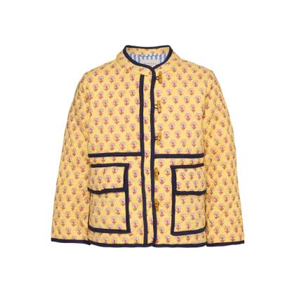 Adriane Quilted Cotton Jacket | Yellow Flower