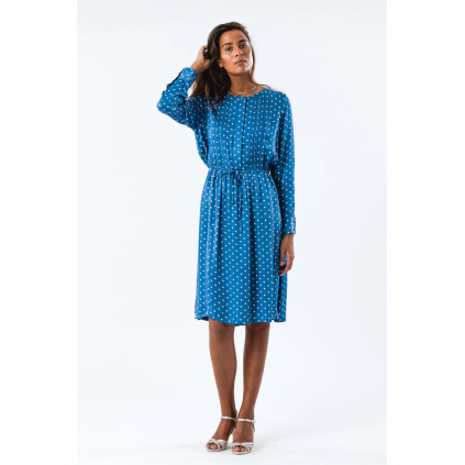 Fiona Midi Dress LS | Dot Print