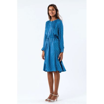 Fiona Midi Dress LS | Dot Print