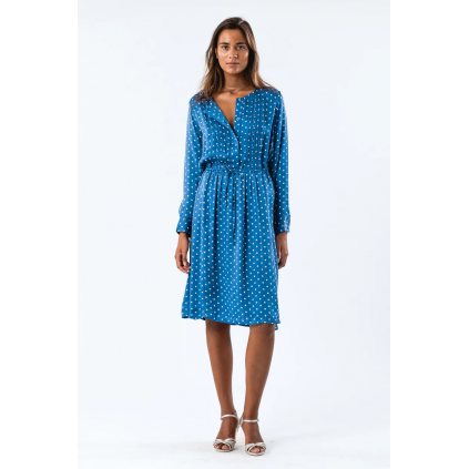 Fiona Midi Dress LS | Dot Print