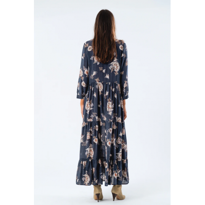 Nee Maxi Dress LS | Dark Blue