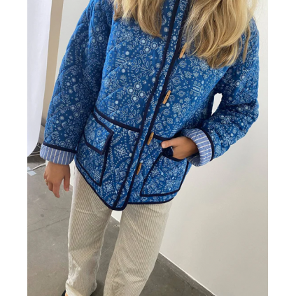 Adriane Quilted Cotton Jacket | Blue Flower