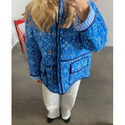 Adriane Quilted Cotton Jacket | Blue Flower